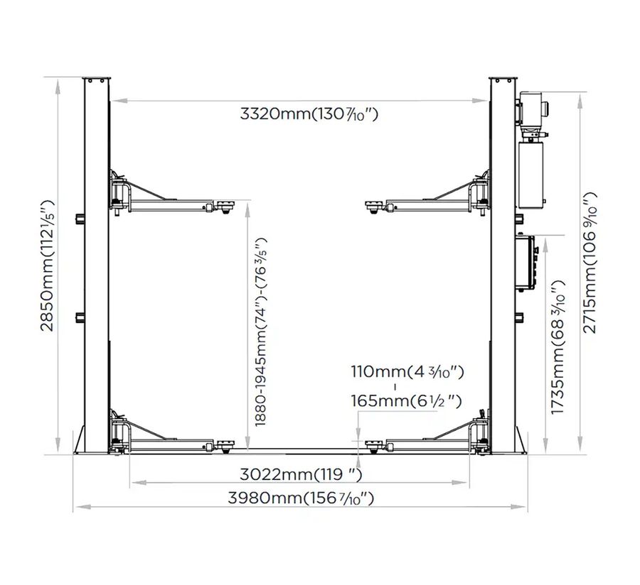Pont élévateur 2 colonnes 5 T REDATS L-280 vue 8