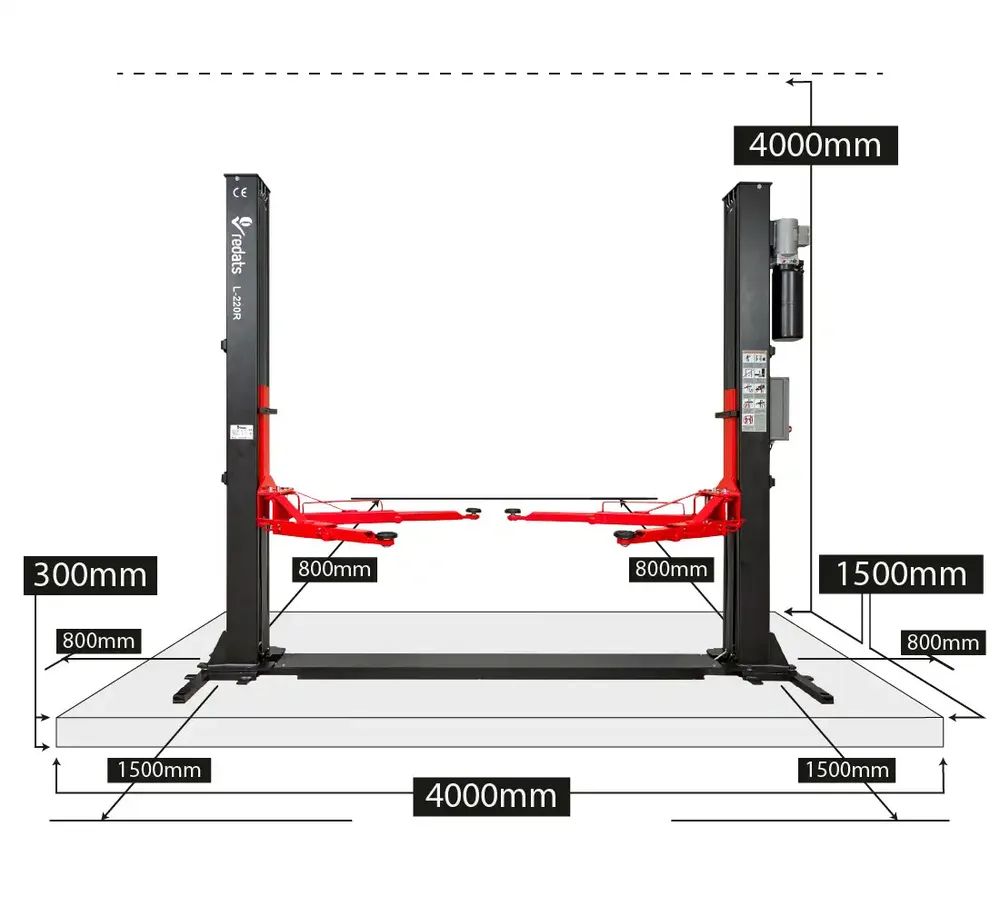 Pont élévateur 2 colonnes automatique REDATS L-220R 4T avec base de renfort — vue 5