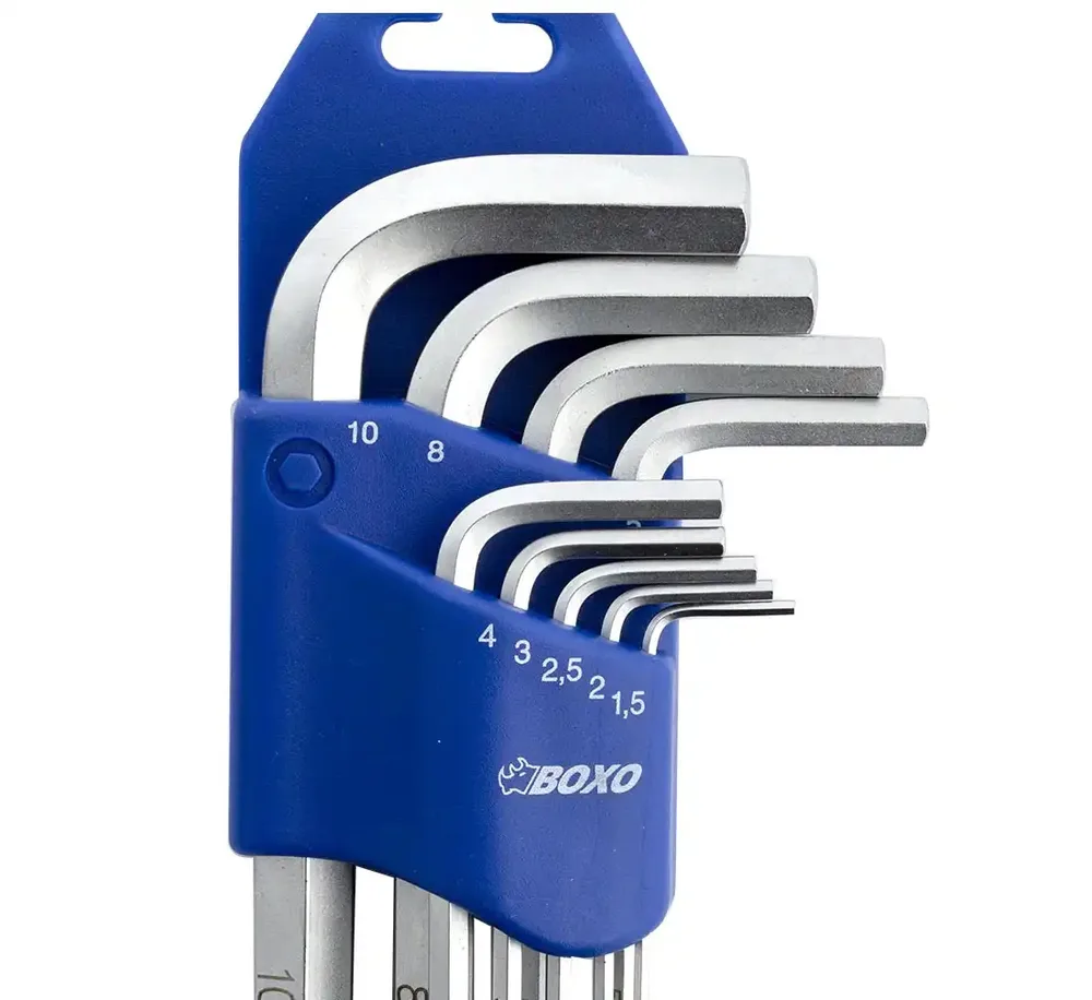BOXO Jeu 9 clés Allen L-shape 175mm - Acier CrV chromé anti-corrosion — vue 2