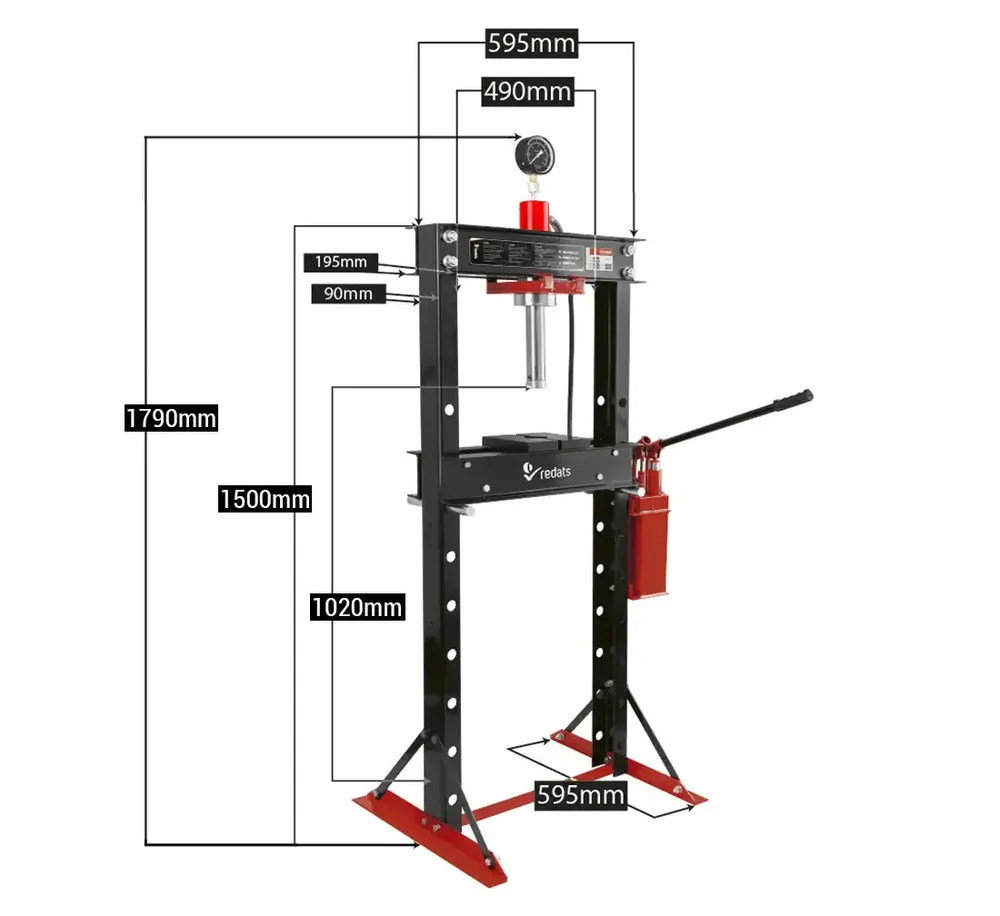 Presse d'atelier hydraulique 20 t REDATS H-370 à double pompe — vue 2