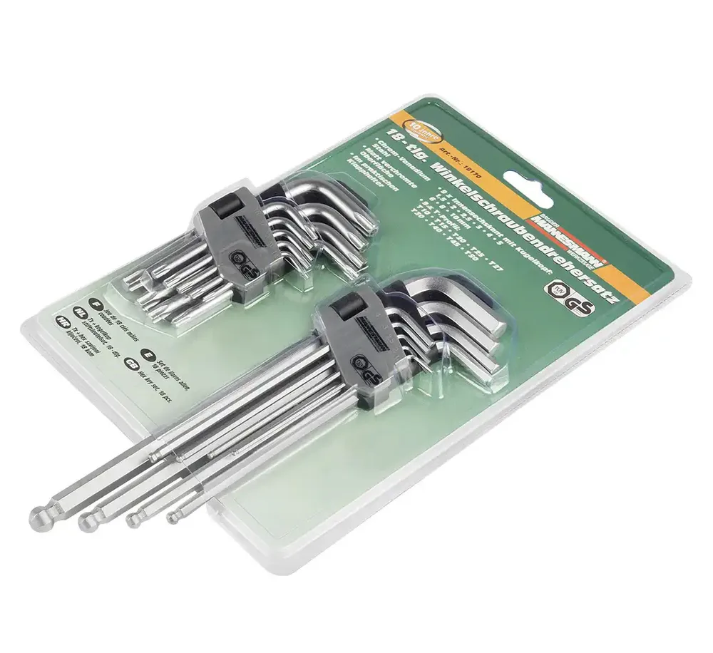MANNESMANN Jeu 18 clés hexagonales et Torx L-shape - Acier CrV chromé poli — vue 2