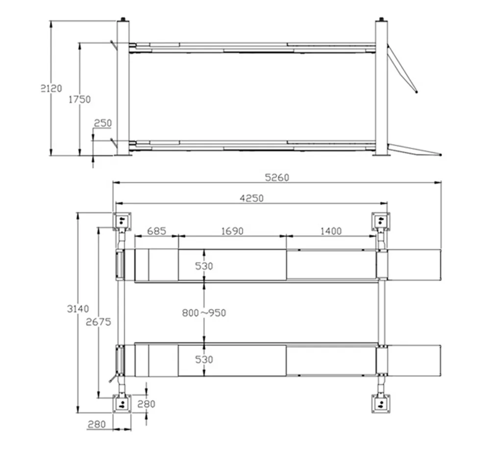Pont élévateur 4 colonnes semi-automatique 4 T REDATS L-420 spécial géométrie — vue 4
