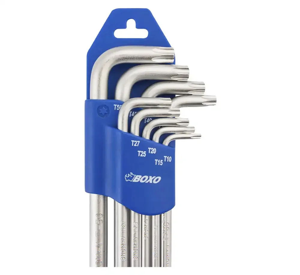 BOXO Jeu 9 clés Torx coudées L-shape 175mm - Acier CrV chromé — vue 2
