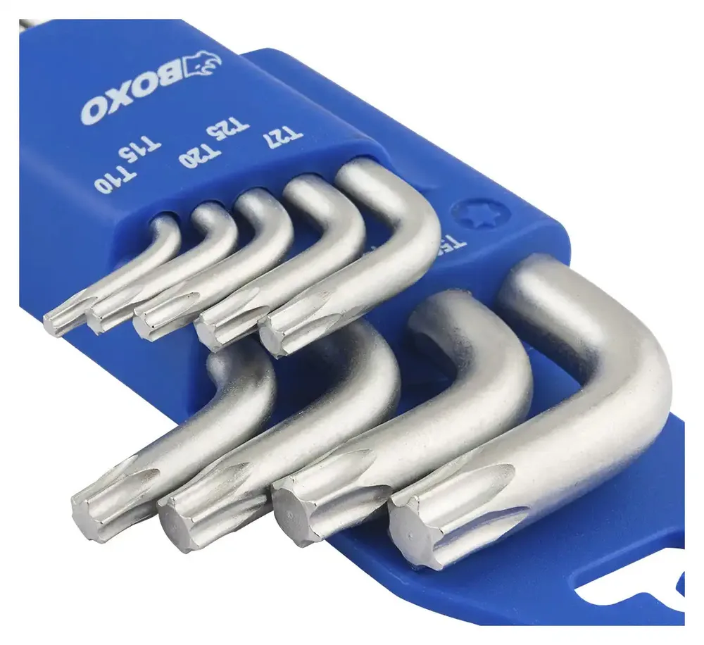 BOXO Jeu 9 clés Torx coudées L-shape 175mm - Acier CrV chromé — vue 3