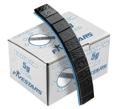 Fivestars Masses adhésives noires acier 01-02-45, 5g Boîte angulaire