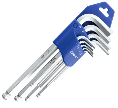 BOXO Jeu 9 clés Allen L-shape 175mm - Acier CrV chromé anti-corrosion